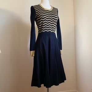 Vintage Knit Black and Gold Dress size small med